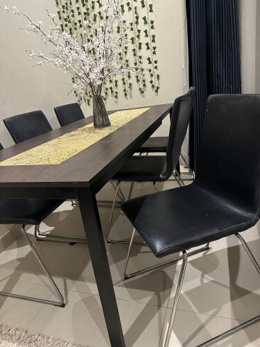 Extendabl Table + 6 Leather chairs 