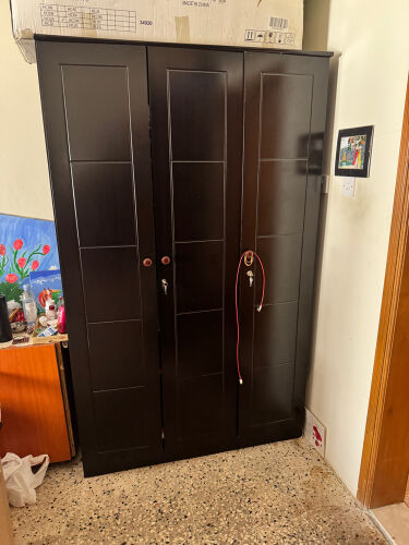 3 door black cabinet 