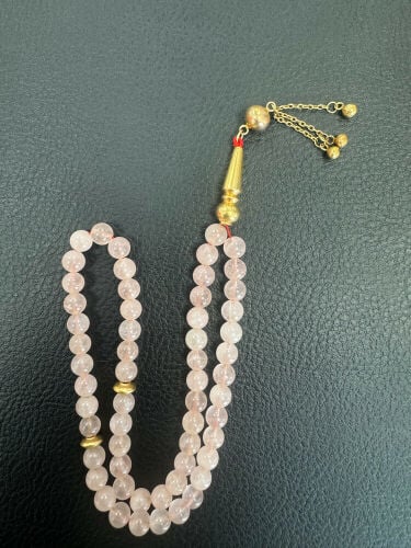 Rose Quartz Mesbah with Gold