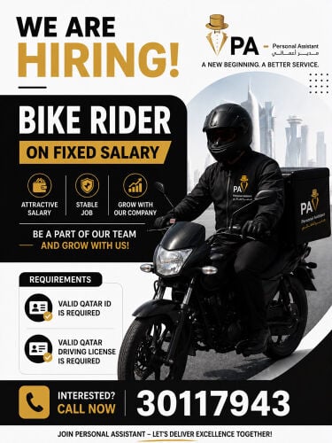 URGENT HIRING BIKE RIDERS FIXED SAL
