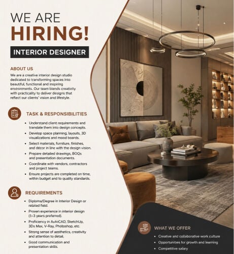 Interior Designer Urgent Hiring