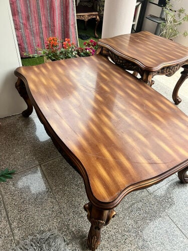 4 heavy wooden tables