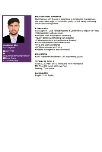 Civil Engineer Obaidullah Abid