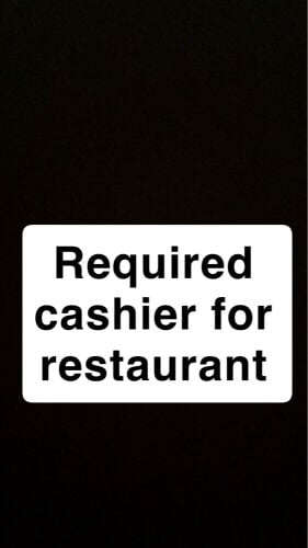 Required cashier for restaurant 