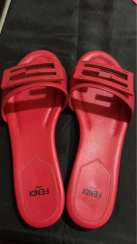 Fendi Red Leather Slides – Size 36
