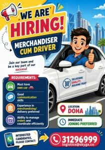 Hiring: Merchandiser cum Driver