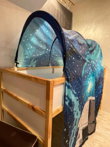 bunk bed with mattress and cover