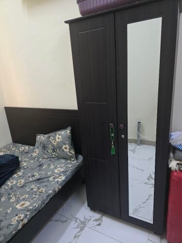 Bed With Mattress and Cupboard