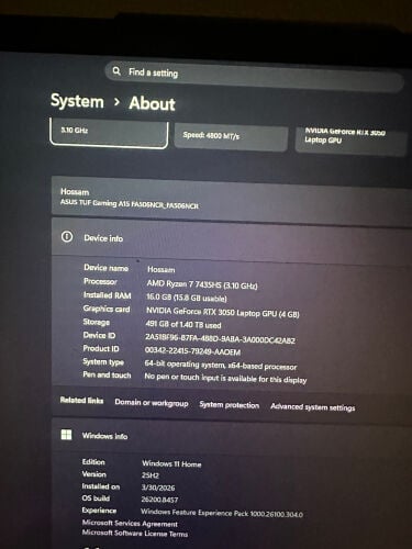 gaming laptop ASUS TUF GAMING A15