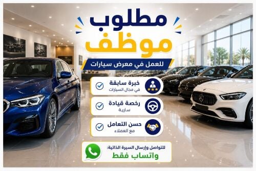 مطلوب موظف للعمل في معرض سيارات