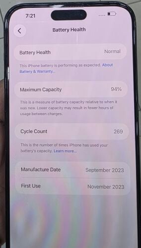 Iphone 15 pro max 256gb blue 94%
