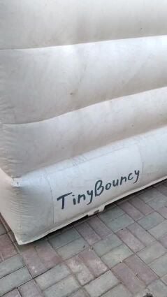 air trampoline with pool