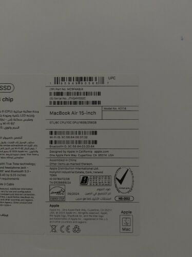MacBook air m3 15" 16gb/256