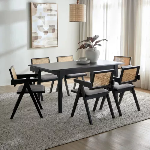 6 SEATER RUBBER WOOD DINNING TABLE