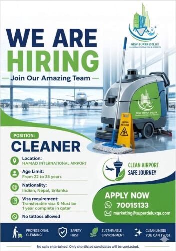 we are hiring cleaners