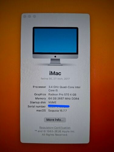 2 TB SSD 64GB 27" 5K RETINA  2017