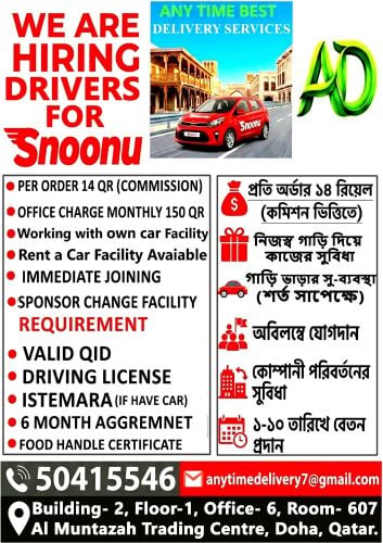 Urgent Drivers Hiring for Snoonu
