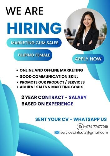 FILIPINO FEMALE HIRING FOR SALES