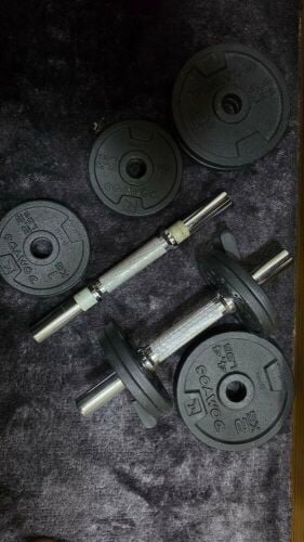 Dumbell Plates and rod Domyos