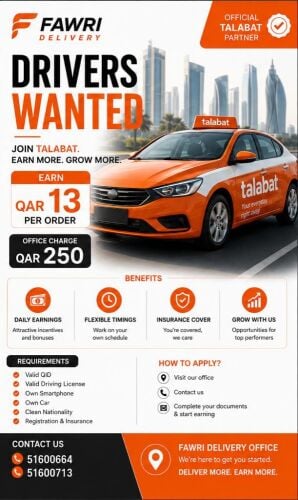HIRING TALABAT-SNOONU DRIVERS