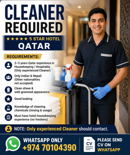HOUSEKEEPING / CLEANER JOB – QATAR