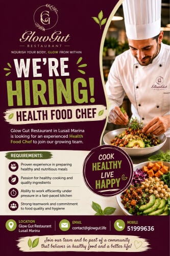 WE’RE HIRING – HEALTH FOOD CHEF 