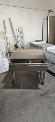 S.Steel Table with 2 Drawers