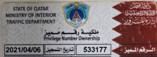 Registered Significant Plate Num