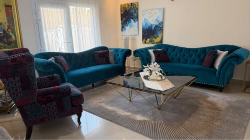 sofa 3+3+1 with coffee glass table 