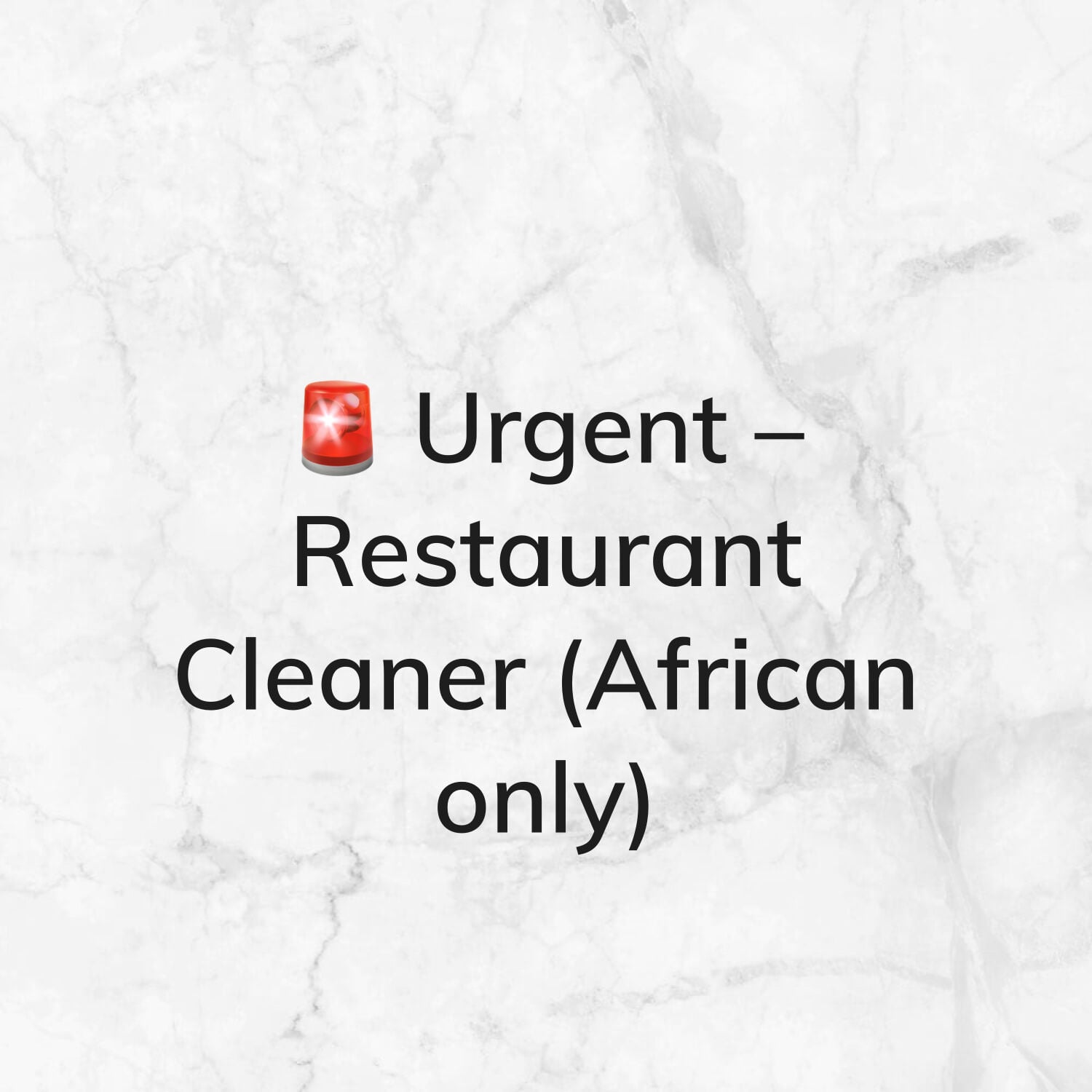 Restaurant Cleaner (African only)