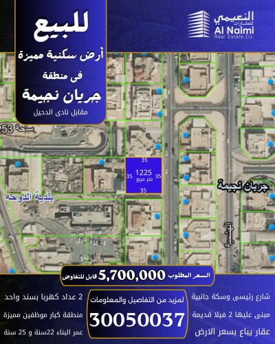 أرض سكنية مميز للبيع بجريان نجيمة