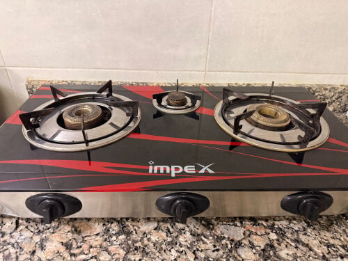 impex  3 burner glass top gas stove