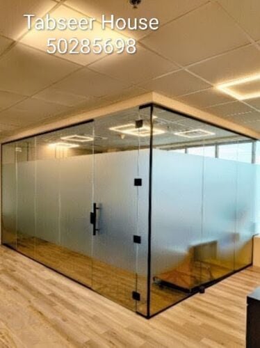 glass office partition work.