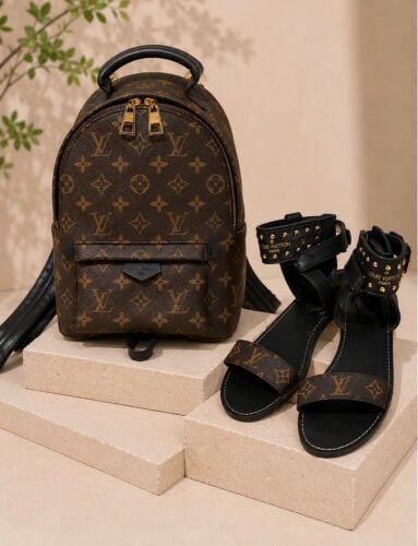 Luxury handbag with sandals