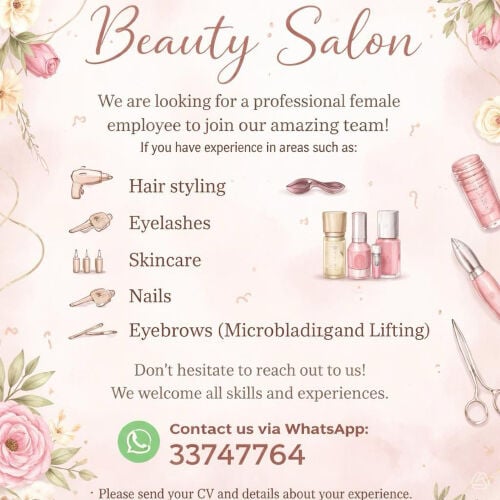 job announcement at beauty salon