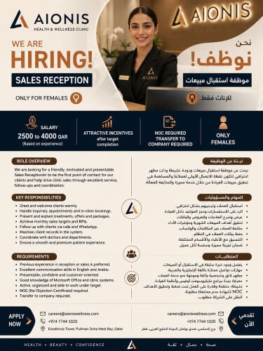 Sales Reception Executive (Female)