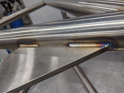A stainless steel and iron welder
