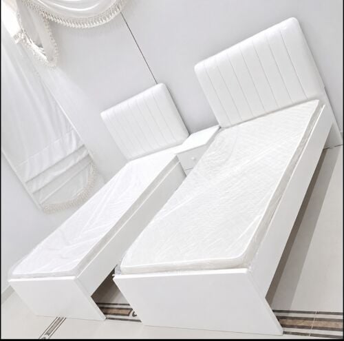 Bed, materss,and 2 door cabinet ava