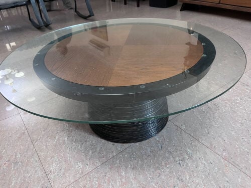 Glass top round coffee table