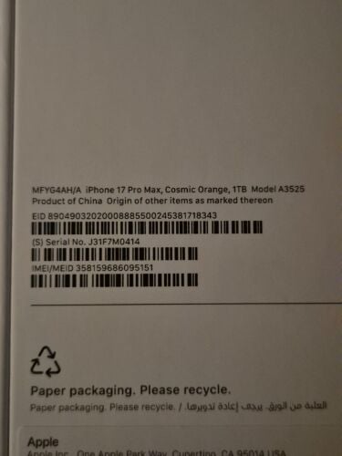 Iphone 17 pro max 1TB