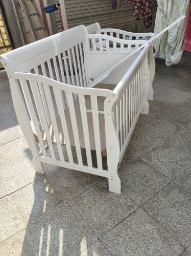Beautiful White Wooden Baby Crib