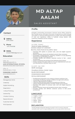Sales Associate & cashier