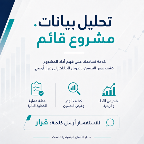 تحليل بيانات و ربحية مشروع قائم