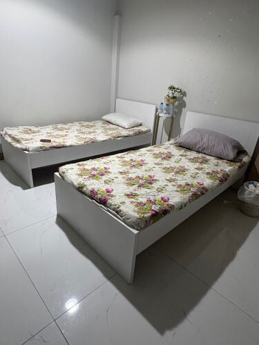 Two beds with mattresses