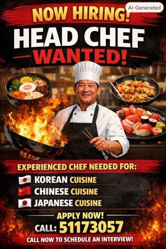look for head chef for korean,japan