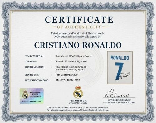 CRISTIANO RONALDO SIGNED POSTER FOR