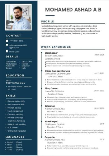 I'M LOOKING STOREKEEPER VACANCY