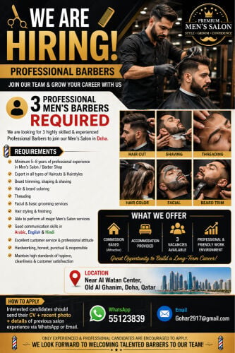 Barber Required Men Salon 