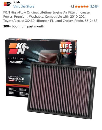 K&N ENGINE AIR FILTER 