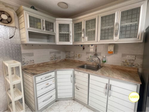 Kitchen unit, L shape, aluminum mat